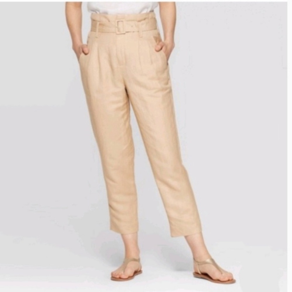 A New Day Linen Blend High Waisted Khaki Pants